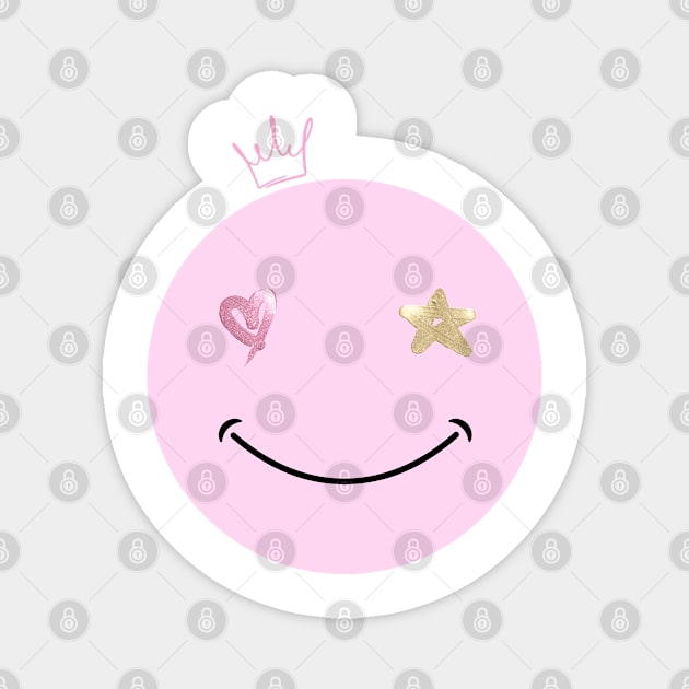 Happy face with star, heart and crown Magnet by Once Upon a Find Couture 