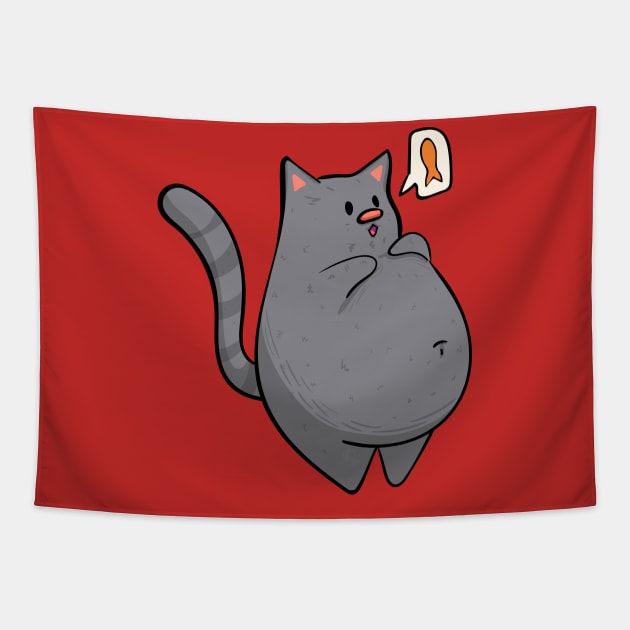 Russian Blue - Fat Cat Design Tapestry by KPrimeArt