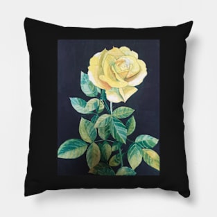 Yellow Rose watercolour painting Pillow