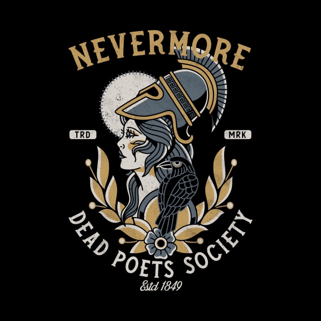 Nevermore Dead Poets Society - Vintage Distressed Traditional Tattoo by Nemons
