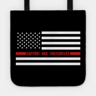 Support Our Firefighters Red Line US Flag Tote