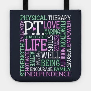 PT Physical Therapy Word Art Physical Therapist Gift Tote