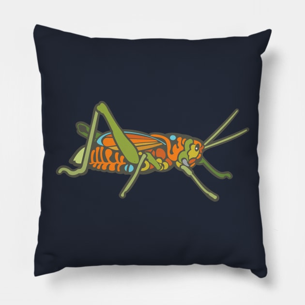 Colorful Grasshopper Pillow by evisionarts