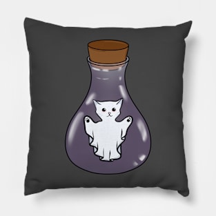 Ghost Cat Spirit In A Witches Jar Pillow