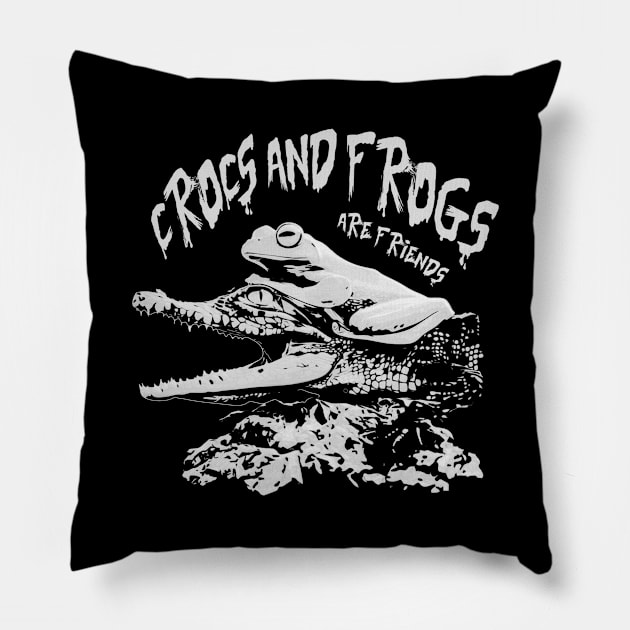 Crocs & Frogs are friends Pillow by JPNDEMON