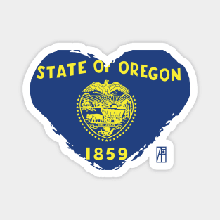 U.S. State - I Love Oregon - Oregon Flag Magnet