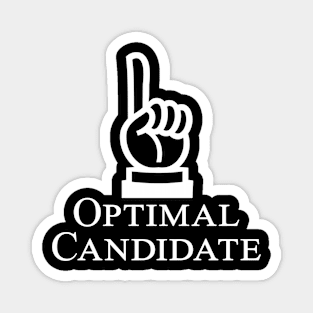 Optimal Candidate - white text pointing up Magnet