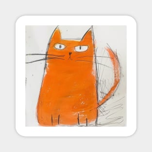 Funny Orange Cat Portrait for Cat Lovers Gift Magnet