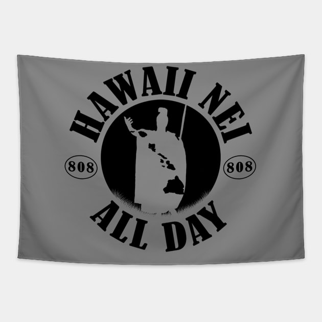 HNAD Rising Sun (black) King Kamehameha by Hawaii Nei All Day Tapestry by hawaiineiallday