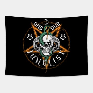 JUNGLIST  - DNB Halloween Skull & Pentagram (white/orange) Tapestry