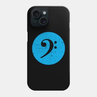 Bass Guitar Gift - Vintage Style Cyan Bass Clef Phone Case