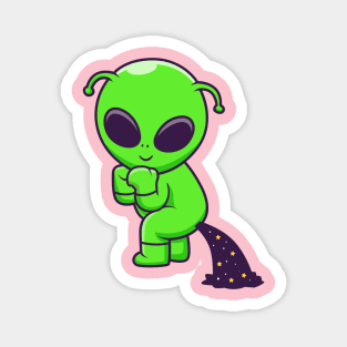 Cute Alien Pooping Space Cartoon Magnet