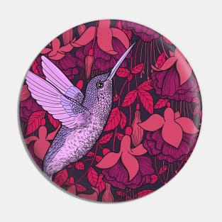 Hummingbird and fuchsia Pin