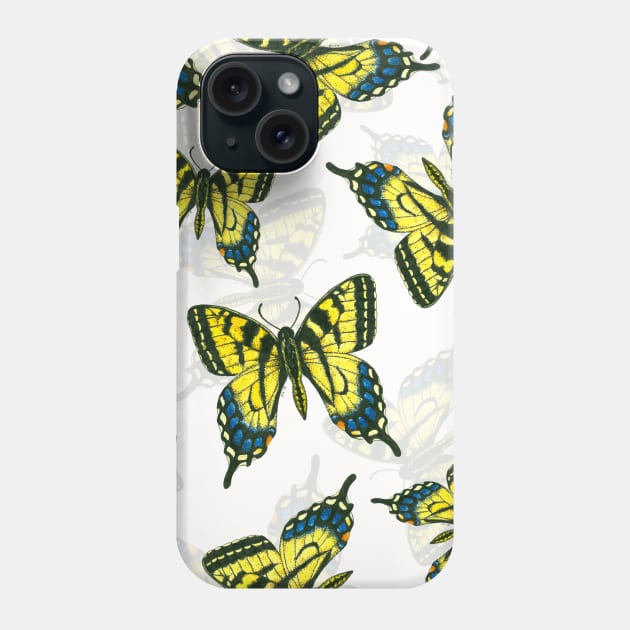 Tiger swallowtail butterfly watercolor pattern Phone Case by katerinamk