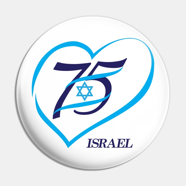 Happy Israel Independence Day Blue Star of David 75th Anniversary Pin by sofiartmedia