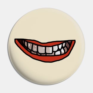 White Teeth Red Lips Mouth Pin