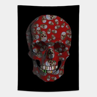 Happy Skull Random Pattern  (Red) Tapestry