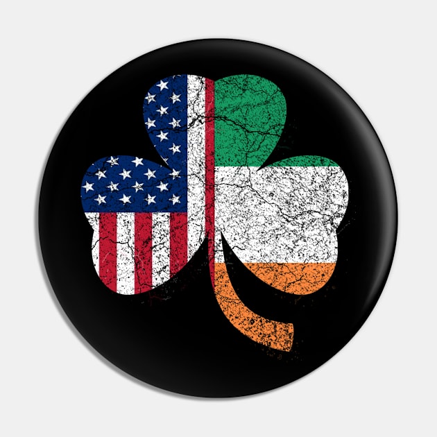 St. Patrick's Day Irish American Flag Shamrock Pin by nakos