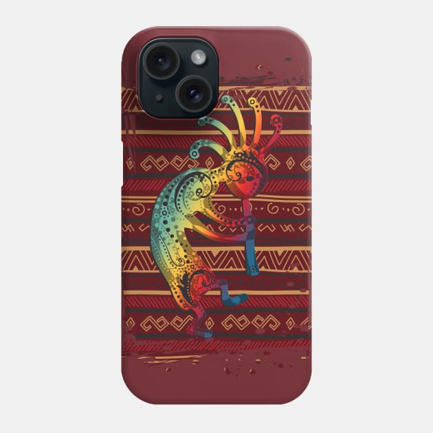 Native American Kokopelli - Ethno Border pattern 1 Phone Case by EDDArt