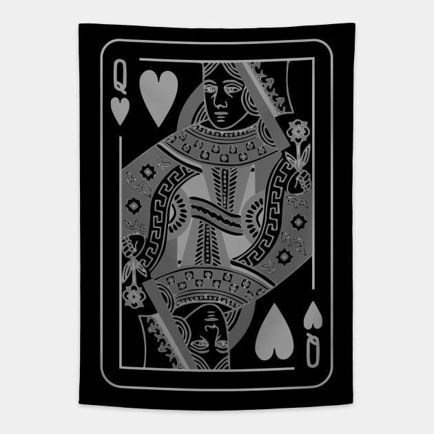 Queen of Hearts Grayscale Tapestry by inotyler