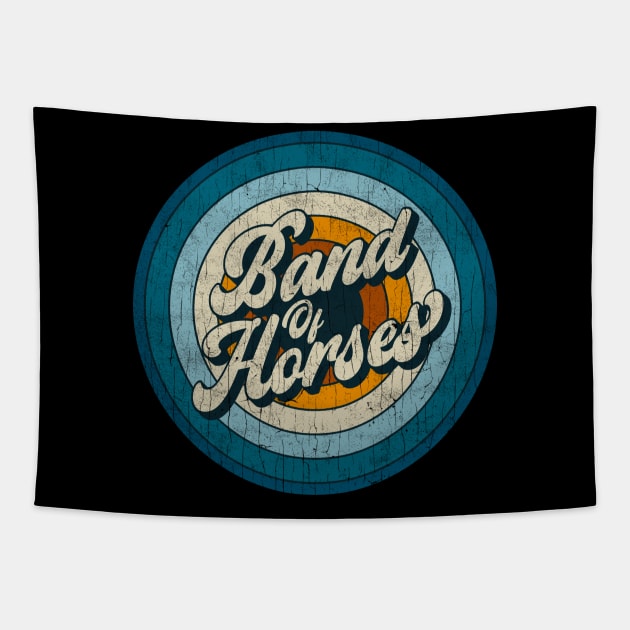 Band Of Horses - Retro Circle Vintage Tapestry by Skeletownn