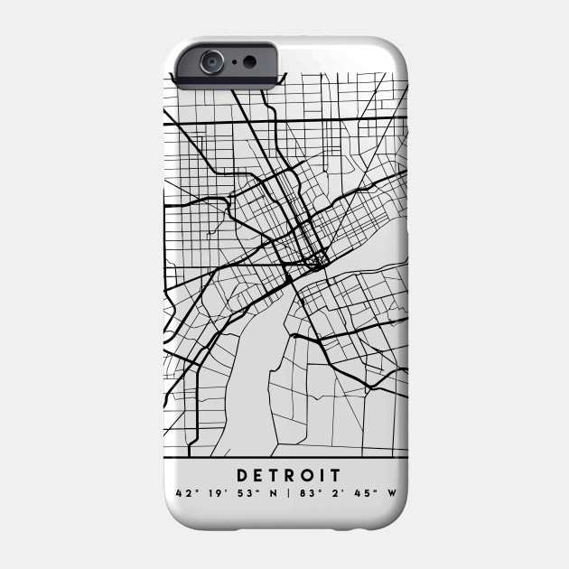 Detroit Michigan Black City Street Map Art Detroit Phone Case Teepublic