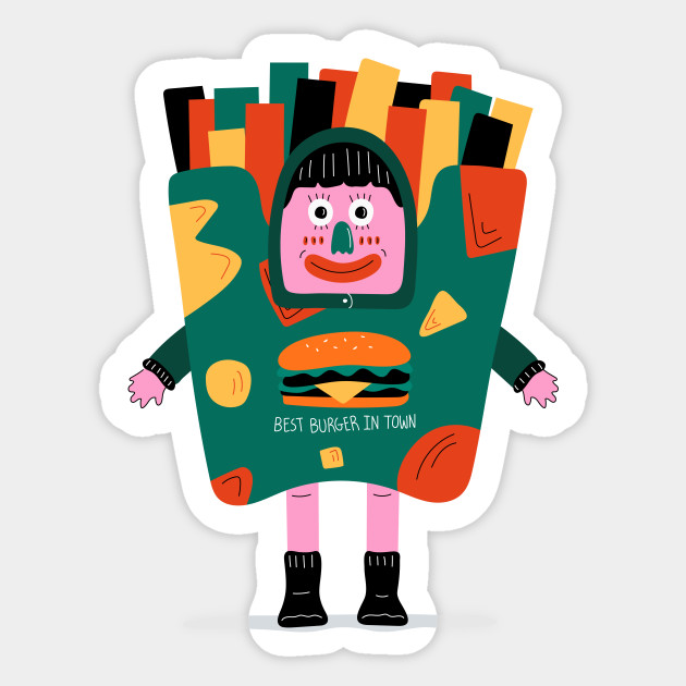 Best Burger In Town Mascot - Funny Gift - Sticker