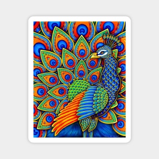 Colorful Paisley Peacock Rainbow Bird Magnet