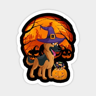 German shepherd pumpkin witch Magnet