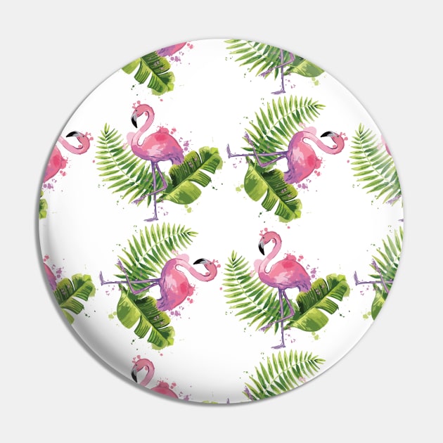 Colorful Pink Flamingos Pattern Pin by CoastalDesignStudios