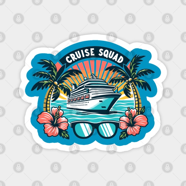 Cruise Squad - Tropical Cruise Ship & Sunset Design Magnet by WarFX Designs