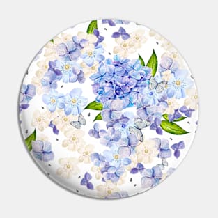 Hydrangea Purple Blue Soft Flowers Pin