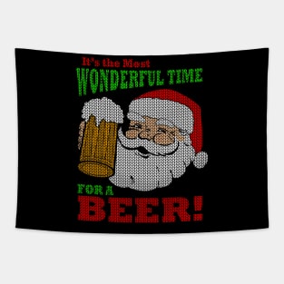 Funny Beer Ugly Christmas Sweater Most Wonderful Time for a Beer Tapestry