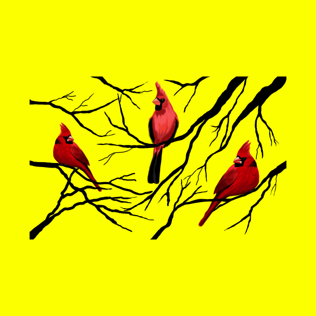 Red Cardinal Trio by Art by Eric William.s