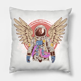 Colorful Astronaut with Wings Pillow