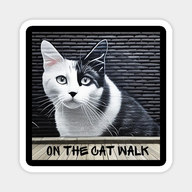 Cat Mural T-shirt Magnet by 3 Blue Limes