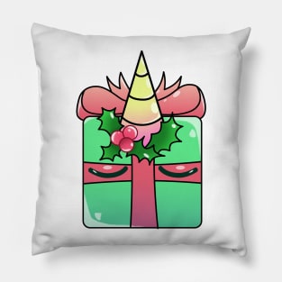 Green Christmas Unicorn Gift Pillow