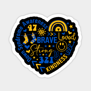 World Down Syndrome Day Awarenes 3.21 Blue And Yellow Heart Magnet