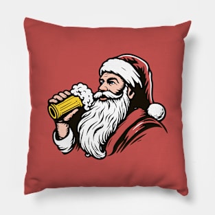 Santa Drinking a Holiday Beer Pillow