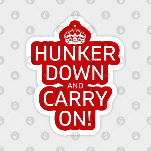 Hunker Down and Carry On! Well Shit Mask Sweatshirt Magnet by MalibuSun