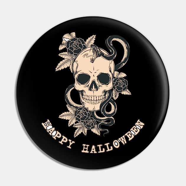 Happy Halloween skull and flowers fall oktober Pin by WhiteTeeRepresent