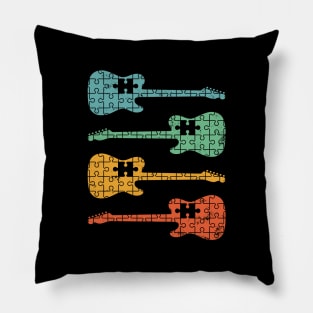 T-Style Electric Guitar Puzzle Cool Retro Colors Pillow