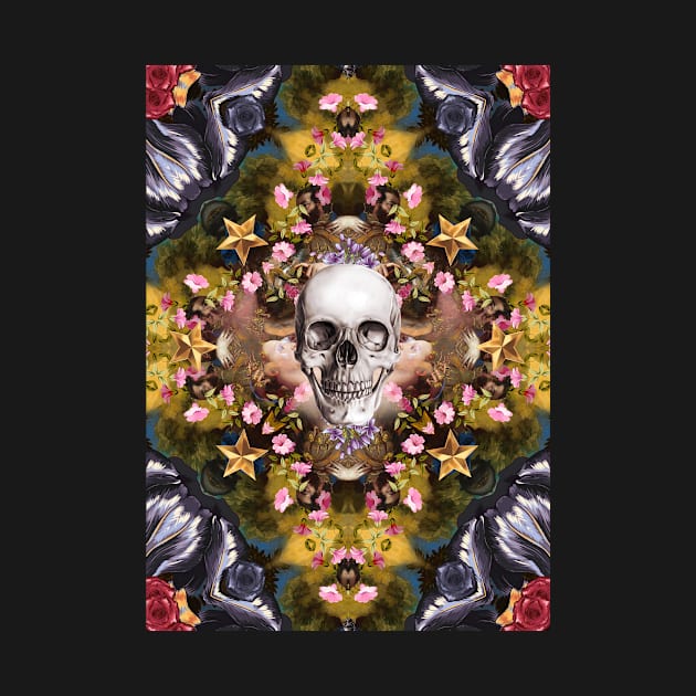 Floral abstract rennaisance collage with a skull by mikath