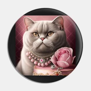 Rosey Cake And British Shorthair Pin