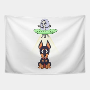 Funny german shepherd is being abducted by aliens Tapestry