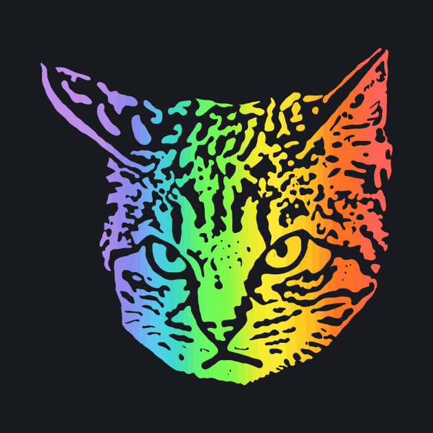 Rainbow Angry Cat by childofthecorn