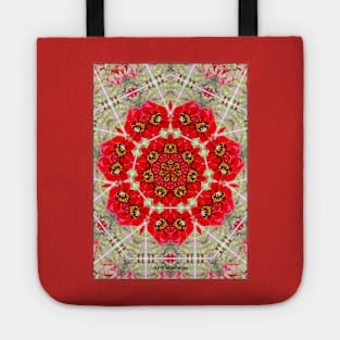 Bumble Bees Red Roses Floral Pattern Mandala Tote