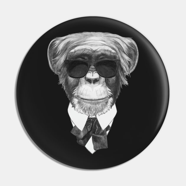 Monkey In Black Pin by AnimalsFashion