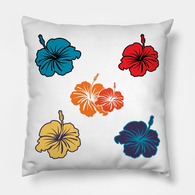 Colorful Hibiscus Pillow by SWON Design