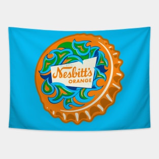 Vintage Nesbitt's Psychedelic Orange Soda Bottlecap Tapestry